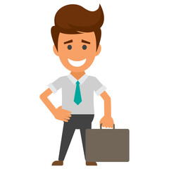 
A businessman with documents case, flat icon image
