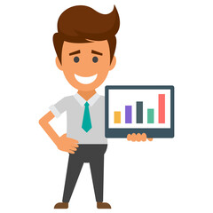 
A happy businessman moving in a gesture of winning .
