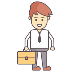 
A young man holding briefcase and going to office 
