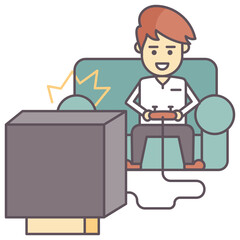 
A young man playing video games 
