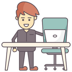 
Businessman in office working on laptop 
