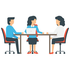 Obraz premium Two office persons sitting on a table near projector planning goals 
