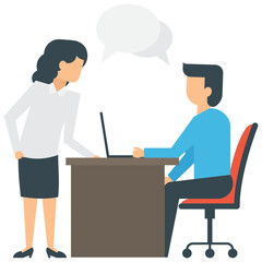 
Two human avatars of business people in an organization having business conversation
