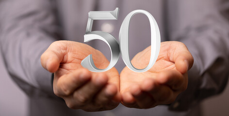 Template 3d 50 Years Anniversary Illustration.