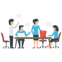 
Two human avatars of business people in an organization having business conversation
