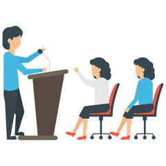 
Two human avatars of business people in an organization having business conversation
