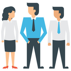 
Two human avatars in different colored official dresses showing gestures of talking and sharing ideas
