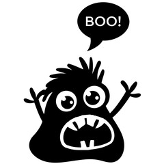 Cute cartoon fluffy monster growling 