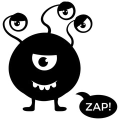 Cute cartoon fluffy monster growling 