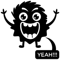 Cute cartoon fluffy monster growling 