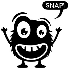 Cute cartoon fluffy monster growling 