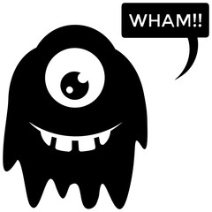 Cute cartoon fluffy monster growling 