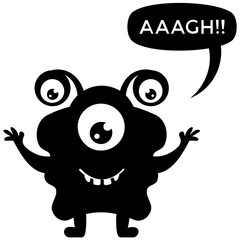 Cute cartoon fluffy monster growling