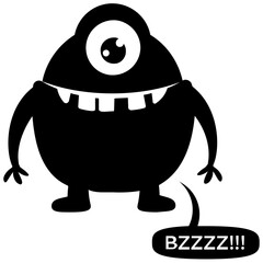 Cute cartoon fluffy monster growling