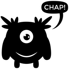 Cute cartoon fluffy monster growling