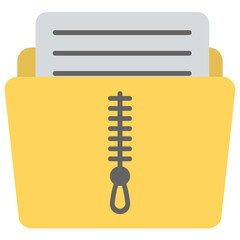  Folder with zipper, zip folder concept flat icon  © Vectors Market