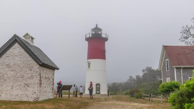 Nauset Lighthouse, Cape Cod National Seashore, Fog Timelapse Video