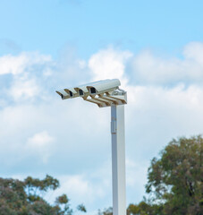 A modern CCTV camera performing surveillance and monitoring functions 