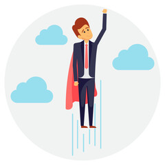 
Businessman holding his portfolio career growth conceptual icon
