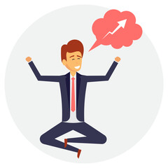 
Human avatar of worker in tie suit and open arms dreaming and imagining about success and business growth ideas
