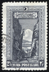 Republic of Turkey. Republic of Turkey postage stamp. Republic of Turkey historical stamp. A postage stamp printed in Republic of Turkey.