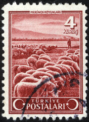 Republic of Turkey. Republic of Turkey postage stamp. Republic of Turkey historical stamp. A postage stamp printed in Republic of Turkey.
