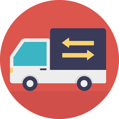 
Icon of a cargo truck with a globe in background conceptualizing logistic services icon 
