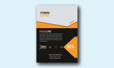 Fitness Flyer Layouts with Geometric Elements in A4 size. Graphic Elements, Flyer Design, Cover, Template Design, Brochure Design.