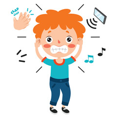 Poses And Expressions Of A Funny Boy