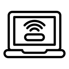 Wifi laptop request icon. Outline wifi laptop request vector icon for web design isolated on white background