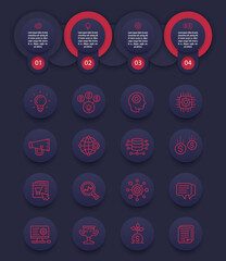 startup, e-commerce, business infographics with line icons