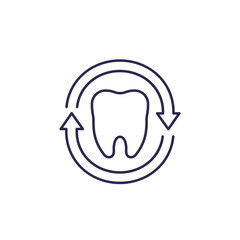 tooth icon with arrows, line vector
