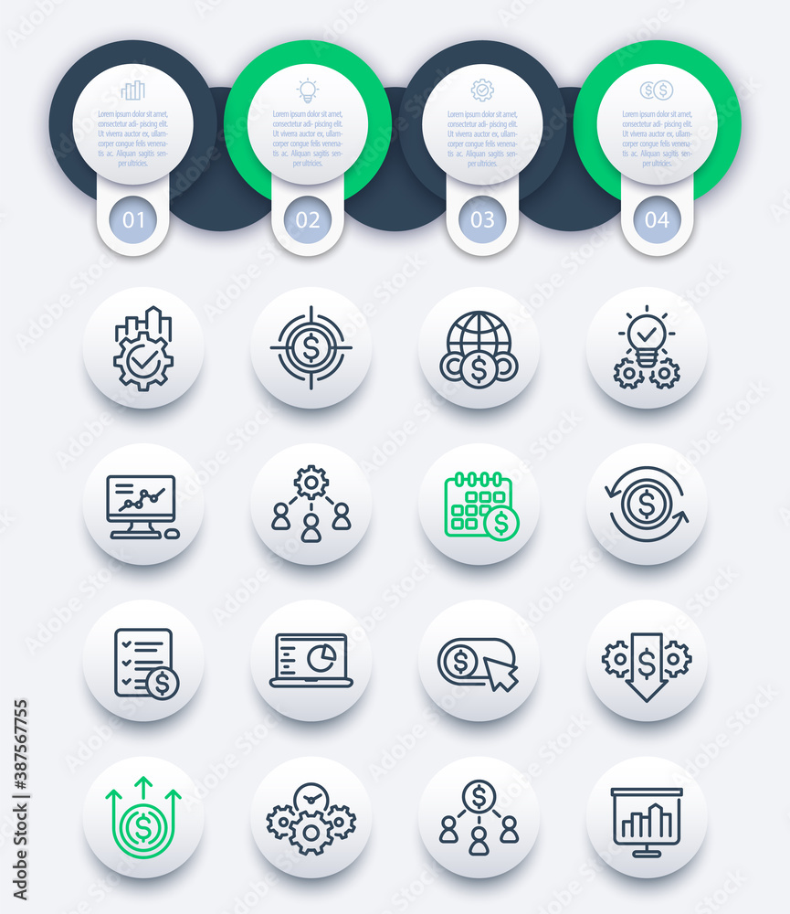 Canvas Prints finance and business infographics with line icons