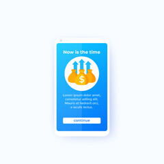 financial business app, mobile ui, vector