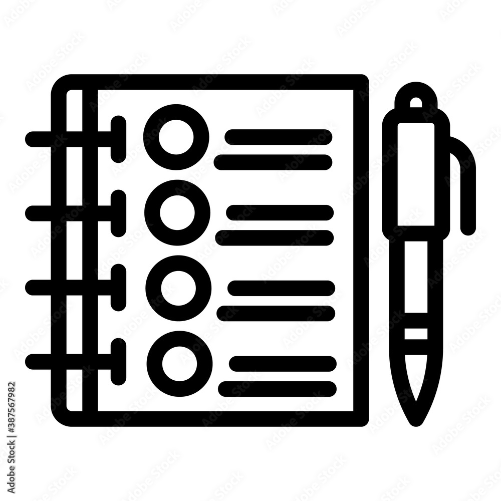 Poster notebook exam test icon. outline notebook exam test vector icon for web design isolated on white bac