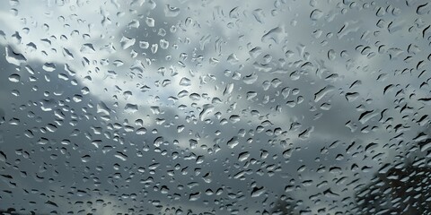 Raindrops on the car windshield