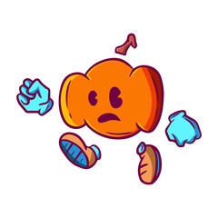 Simple illustration of Halloween pumpkin. Jack O Lantern illustration cute character vector.