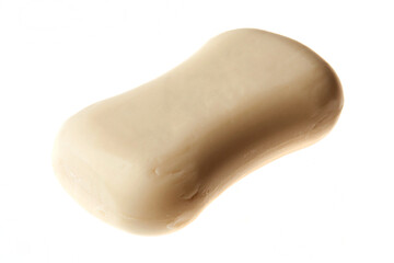 A bar of natural blue soap isolated on white background. Studio shot. Hygiene theme - bacteria and virus prevention