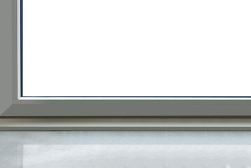 Front view window sill on isolated white bacground