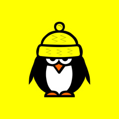 Penguin vector design on yellow background