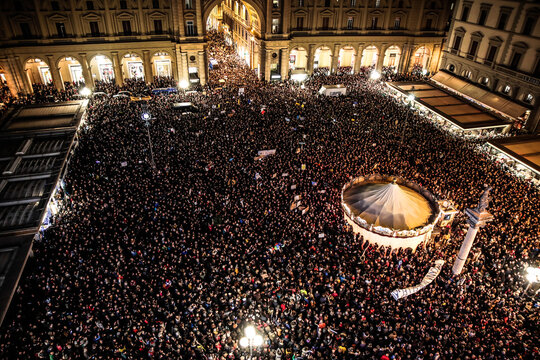 antifascist demonstration in florence - italy