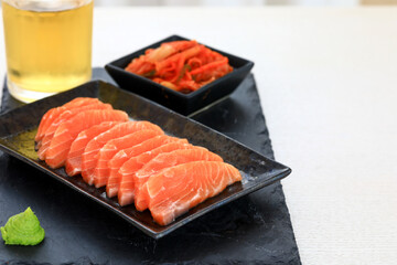 Fresh salmon fillet before cooking.
