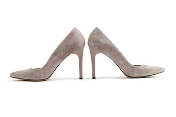 Stylish pink powder shoes on an isolated white background