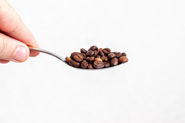 coffee beans in spoon