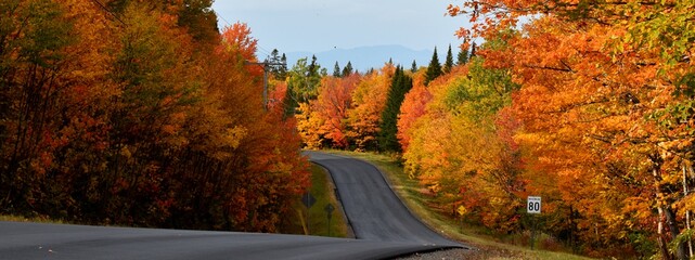 The Trois-Salmon lake road in autumn, Saint-Damase