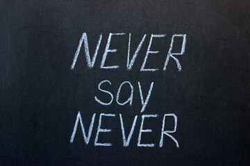 
Chalkboard text Never say never. Philosophical lettering