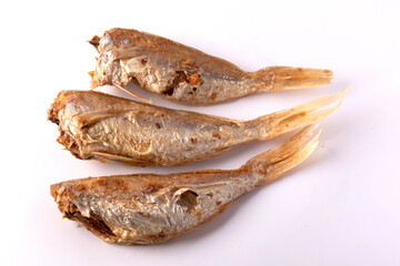 Dried fish on a white background