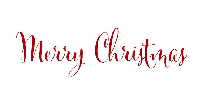 Animated Red Merry Christmas Writing on a White Background