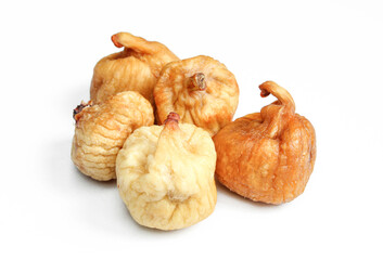 Portion of dried figs isolated on white background. Natural dessert