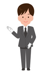 案内する男性スタッフ